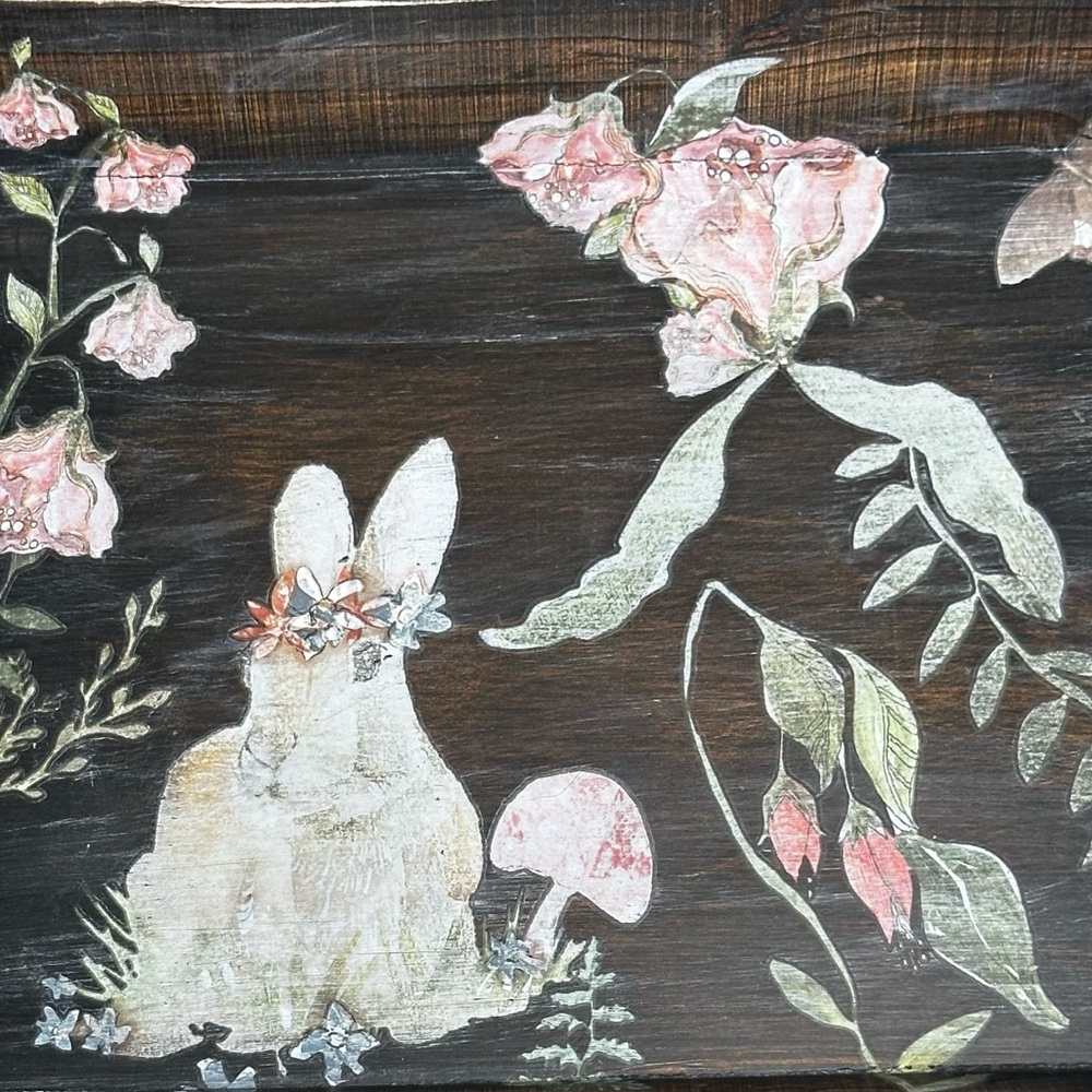 Floral Bunny Decorative Tray